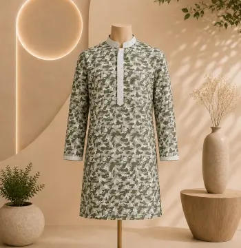 Safa Premium Olive Print Panjabi